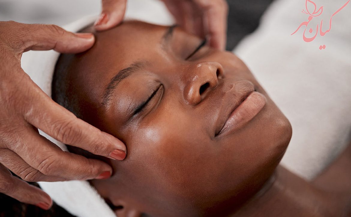 Black woman, relax face and luxury spa massage of a young female ready for facial. Skincare, beauty and wellness clinic with client feeling calm and zen from cosmetic chemical peel treatment